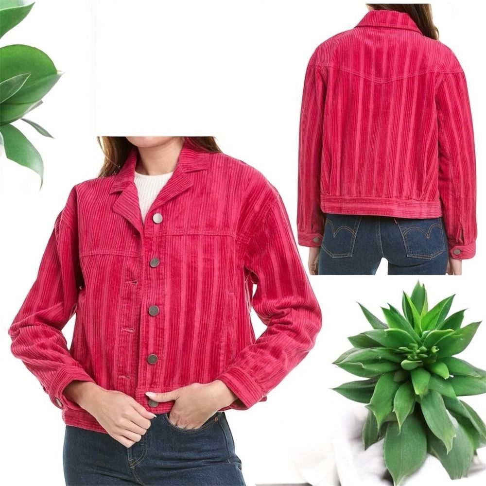 Cabi Cheeky Topper Womens XS Pink Red Corduroy Jacket Button Front Casual Retro